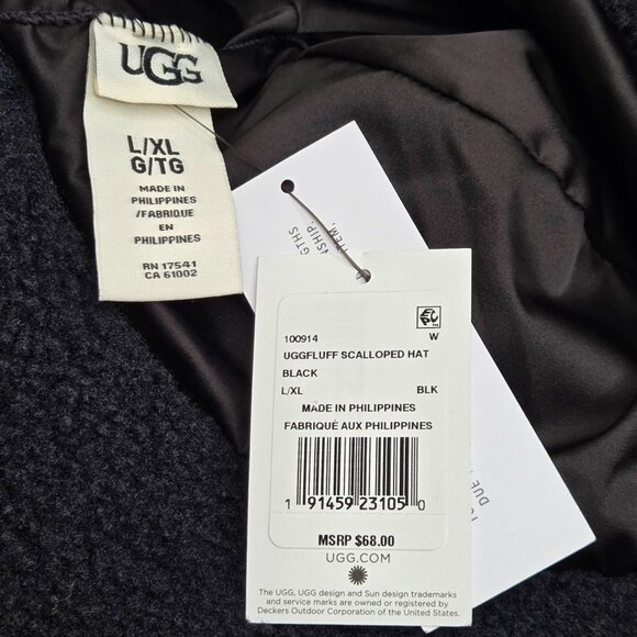 NWT UGG Women's Scalloped Edge Bucket Hat Black - Picture 2 of 2